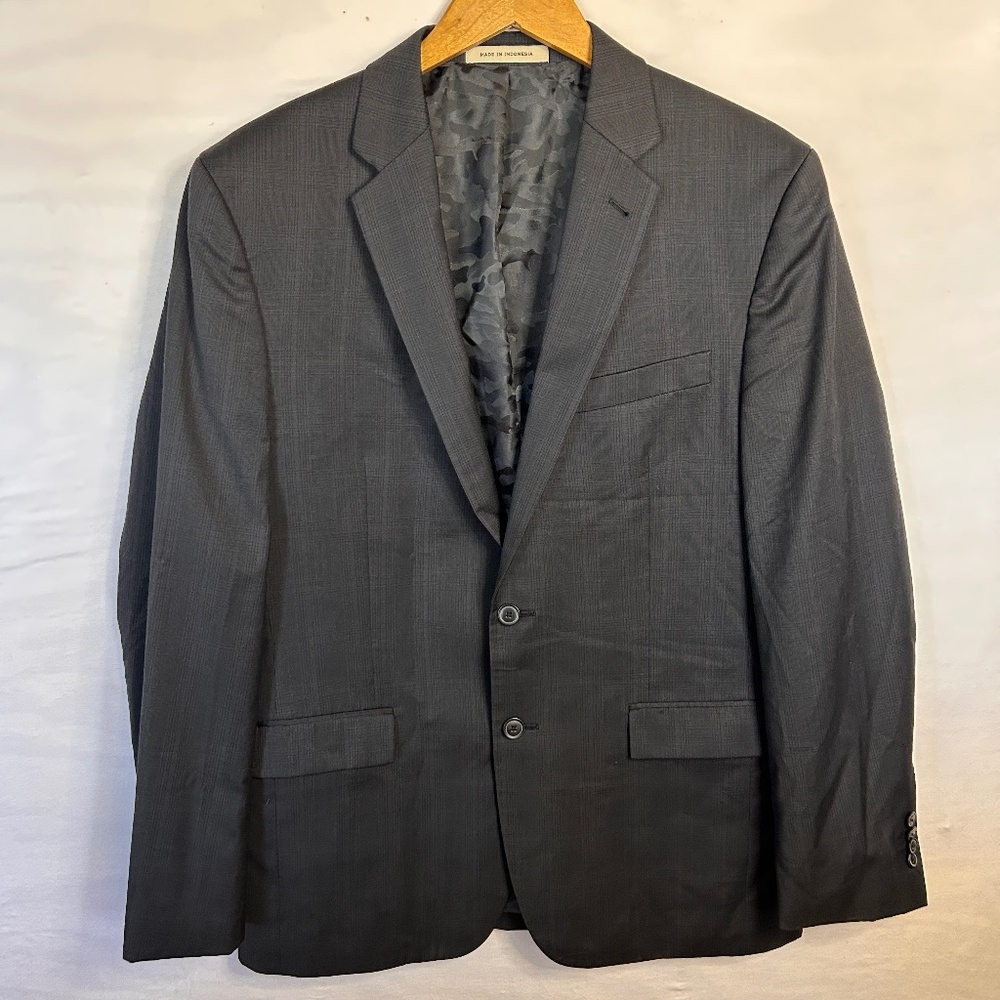 JOE Joseph Abboud Slim Fit Super 120's Wool Blazer Size 42R Black Plaid Jacket